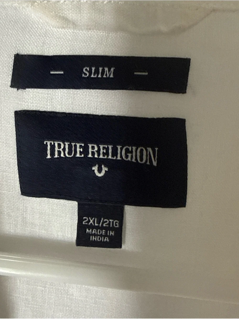 TRUE RELIGION Mens 2XL Slim Button Down 100% Linen Western Yoke Luxury White